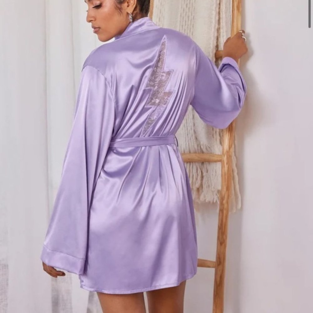 SAVAGE X FENTY CLF Satin Robe with Lightning Bolt